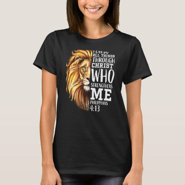 Camiseta Lion Judah Escritura Religiosa Cristã Gráfico B (Frente)