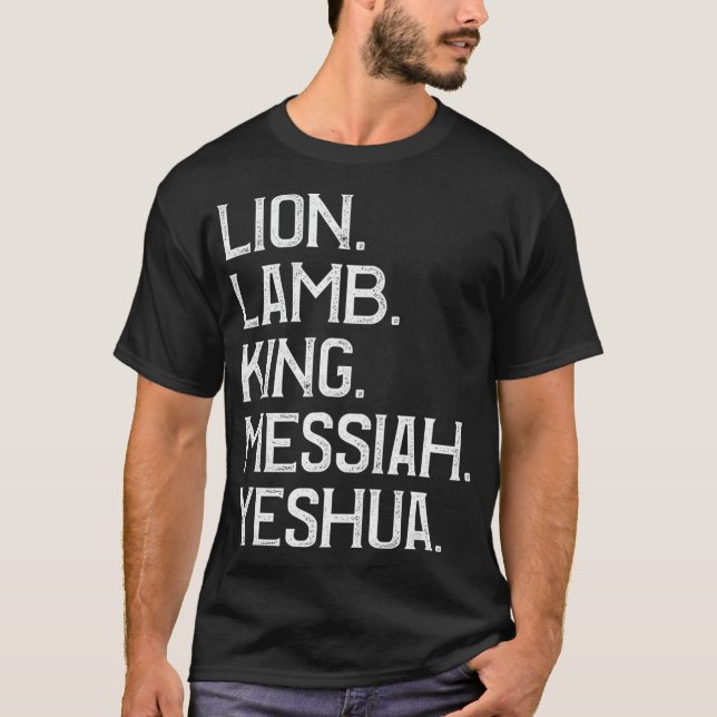 Camiseta Lion Lamb King Messiah Yeshua Christian (Frente)