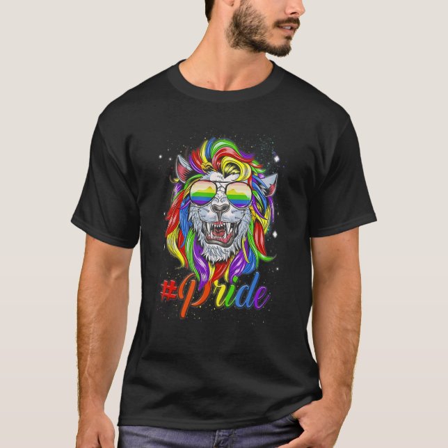 Camiseta Lion Lgbt Pride Colorido (Frente)