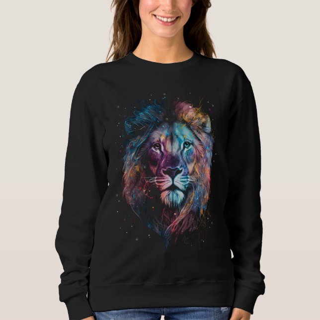 Camiseta Lion Nebular - Grafite Neon Ink Splash (Frente)