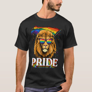 Camiseta Lion Orgulho gay Lgbt Sinalizador Arco-Íris Óculos