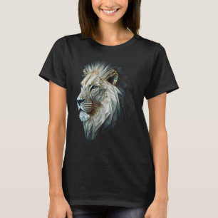 Camiseta Lion Polygon Animal Print Art White Lion