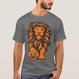Camiseta Lion Pumpkin Ppreguiçoso Halloween Costume Animal