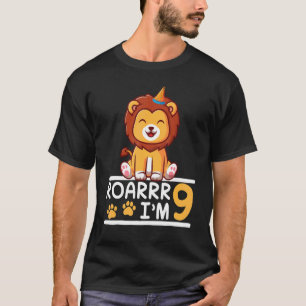Camiseta Lion Roarrr, tenho 9 anos Feliz meu aniversário