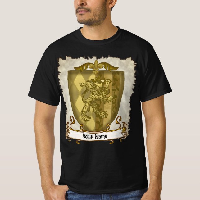 Camiseta Lion Shield Family Crest Surname (Frente)
