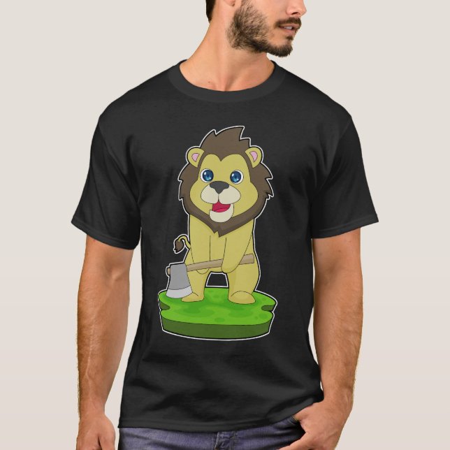 Camiseta Lion Woodcutter Ax (Frente)