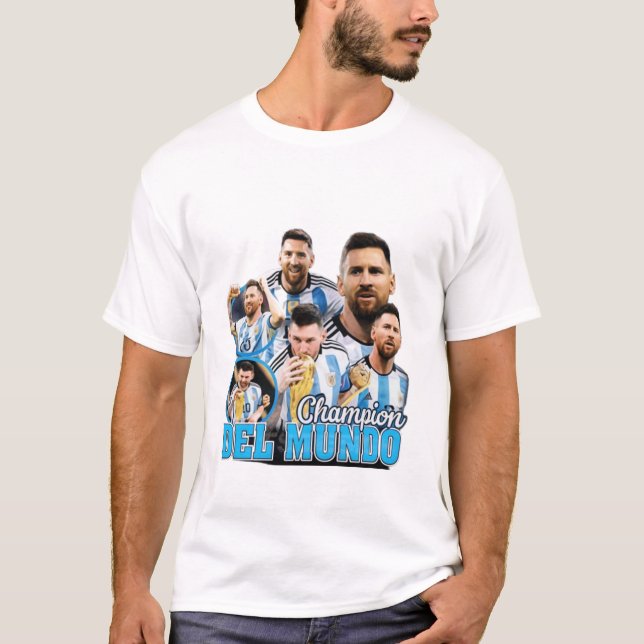 Camiseta Lionel Messi Champion Del Mundo Argentina World  (Frente)