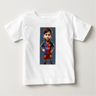 Camiseta Lionel Messi fofo desenho animado do bebê realista