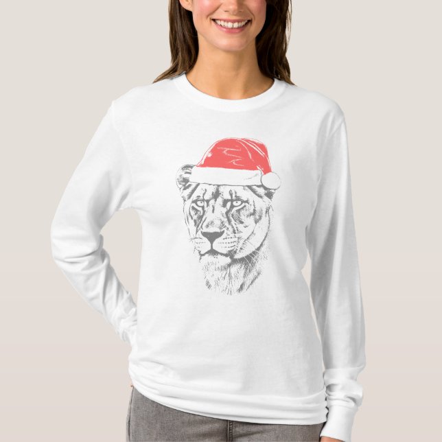 Camiseta Lioness Christmas Hat (Frente)