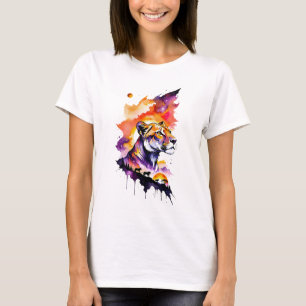 Camiseta Lioness em um Sunset Galáctico