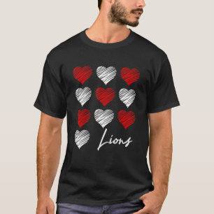 Camiseta Lions Pride Team School Spirit Red Hearts Group Sp
