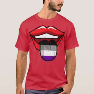 Camiseta Lip Tongue Asexual LGBT-Q Sinalizador do Orgulho A