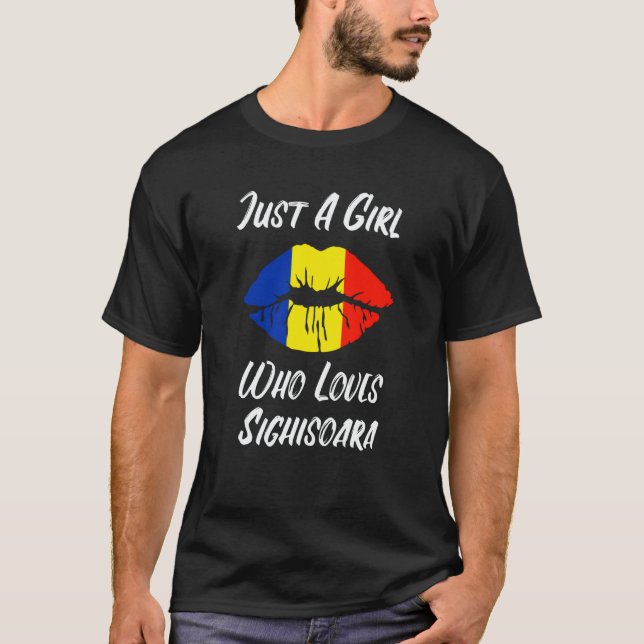 Camiseta Lips and Mouth Love Romanian Flag Sighisoara (Frente)