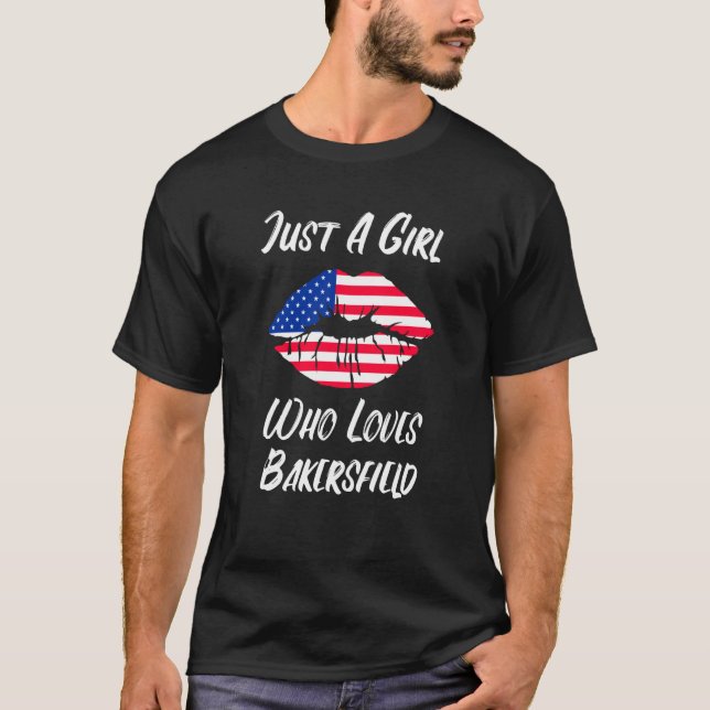 Camiseta Lips Mouth Love American Flag Bakersfield (Frente)