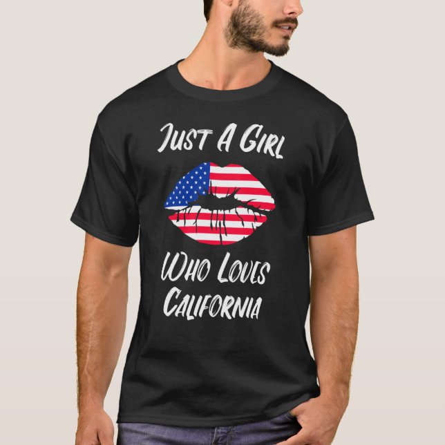 Camiseta Lips Mouth Love American Flag California (Frente)