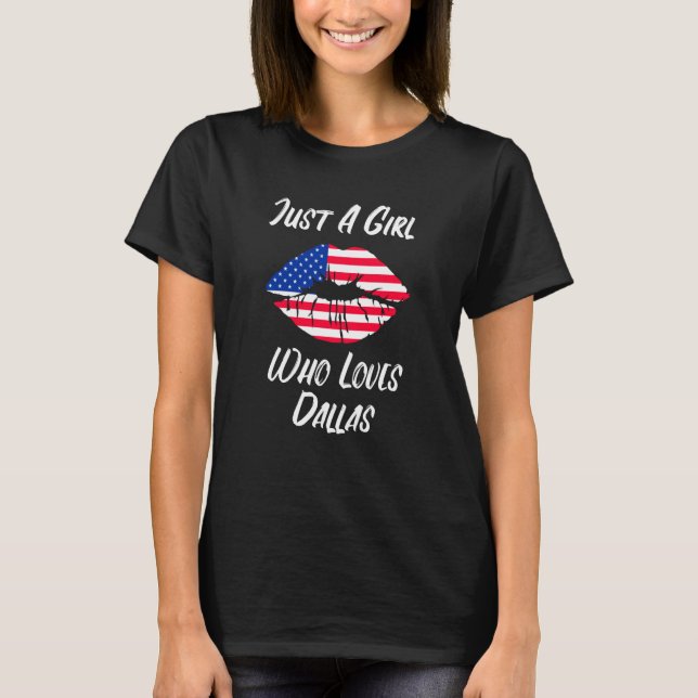 Camiseta Lips Mouth Love American Flag Dallas (Frente)
