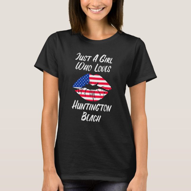 Camiseta Lips Mouth Love American Flag Huntington Beach (Frente)