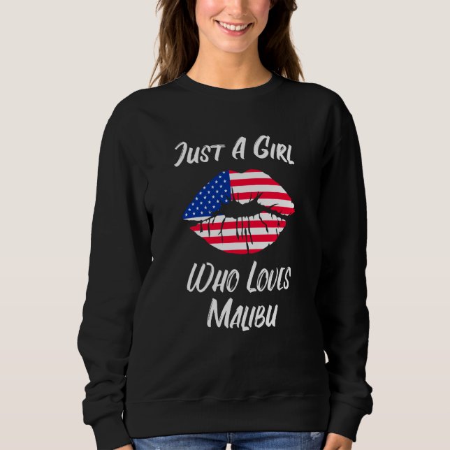 Camiseta Lips Mouth Love American Flag Malibu (Frente)