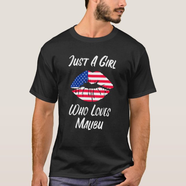 Camiseta Lips Mouth Love American Flag Malibu (Frente)