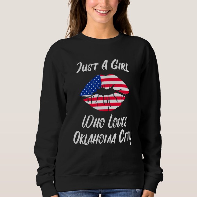 Camiseta Lips Mouth Love American Flag Oklahoma City (Frente)