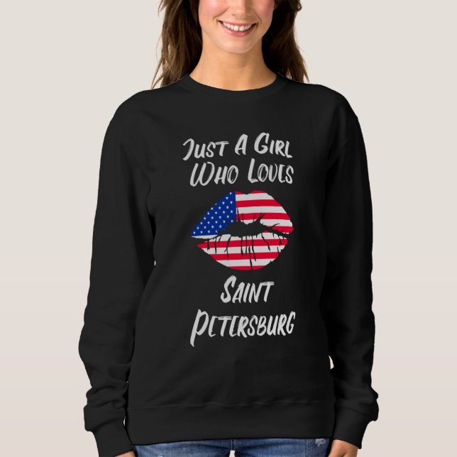 Camiseta Lips Mouth Love American Flag Saint Petersburg (Frente)