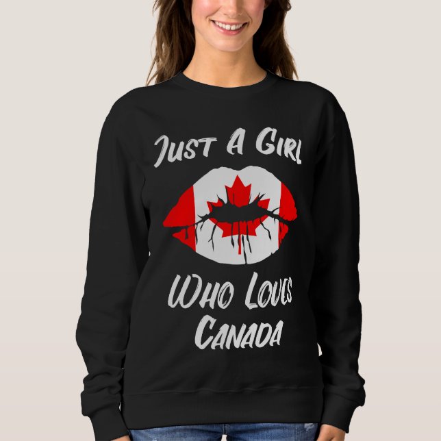 Camiseta Lips Mouth Love Canadian Flag Canada (Frente)