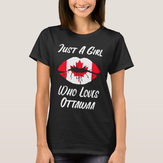 Camiseta Lips Mouth Love Canadian Flag Ottawa (Frente)