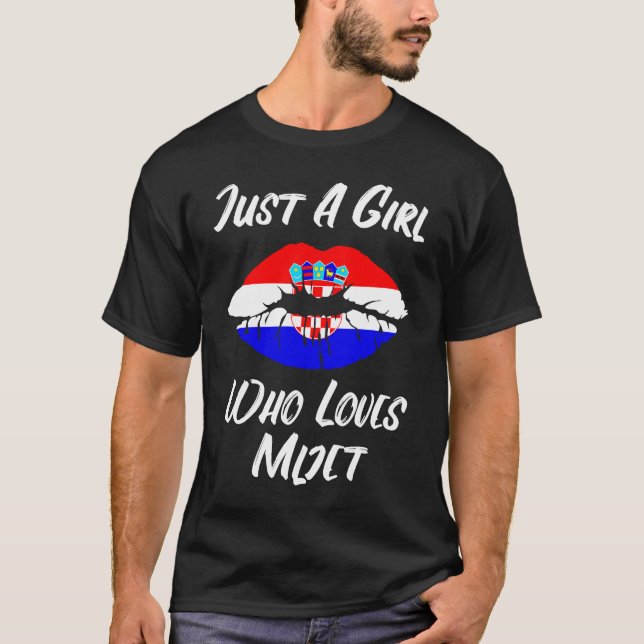 Camiseta Lips Mouth Love Croatian Flag Mljet (Frente)