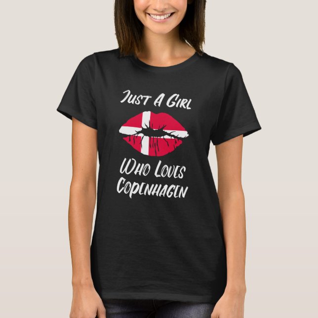 Camiseta Lips Mouth Love Danish Flag Copenhagen (Frente)