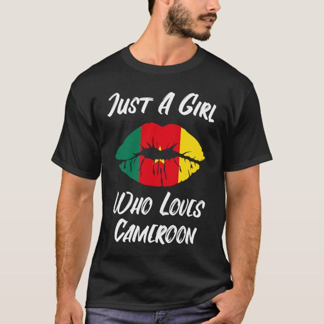 Camiseta Lips Mouth Love Flag Cameroon (Frente)