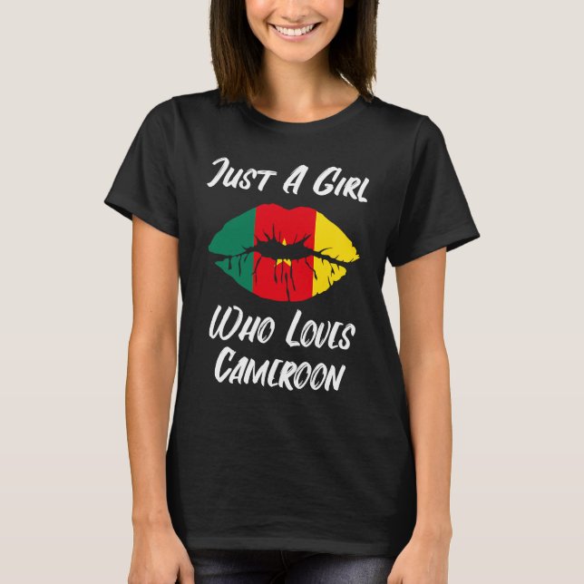 Camiseta Lips Mouth Love Flag Cameroon (Frente)