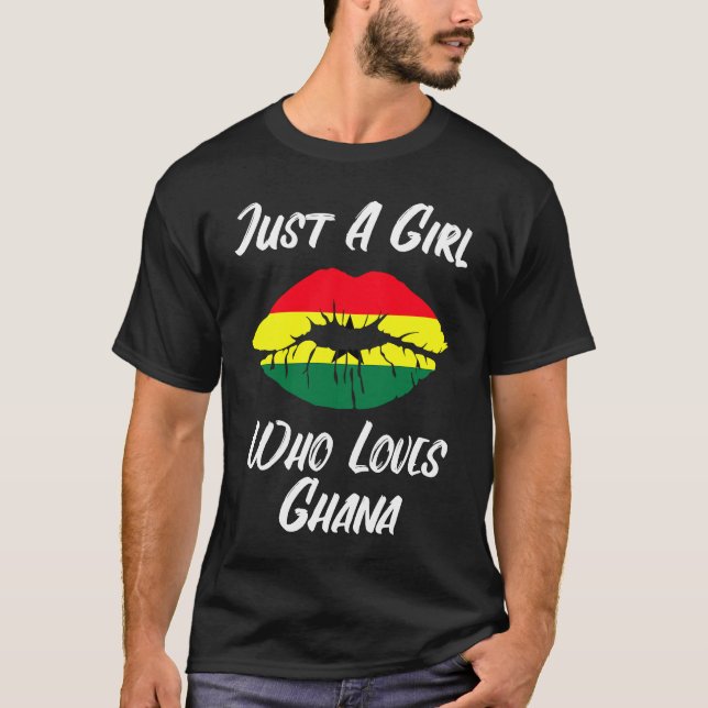 Camiseta Lips Mouth Love Flag Ghana (Frente)