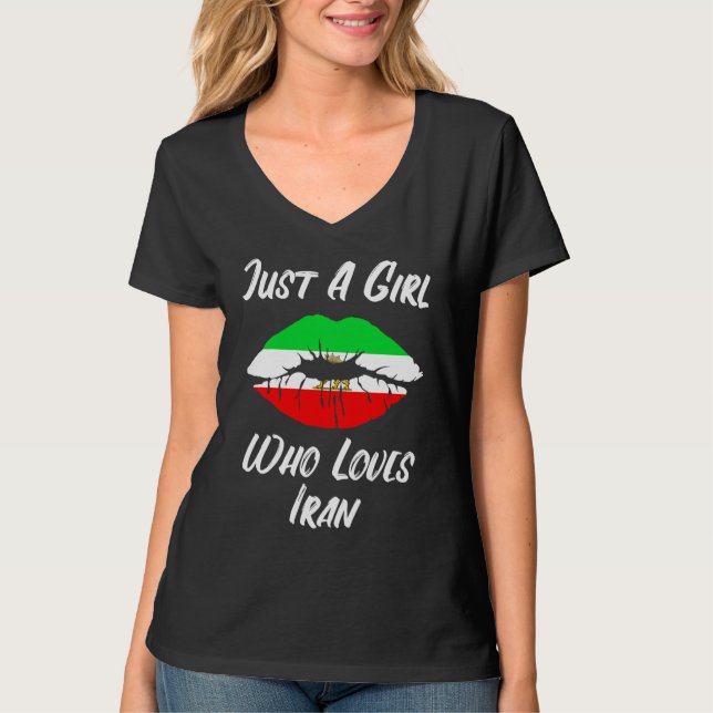 Camiseta Lips Mouth Love Iranian Flag Iran (Frente)