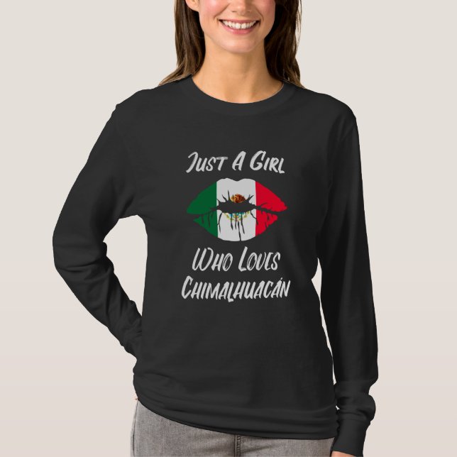 Camiseta Lips Mouth Love Mexican Flag Chimalhuacan (Frente)