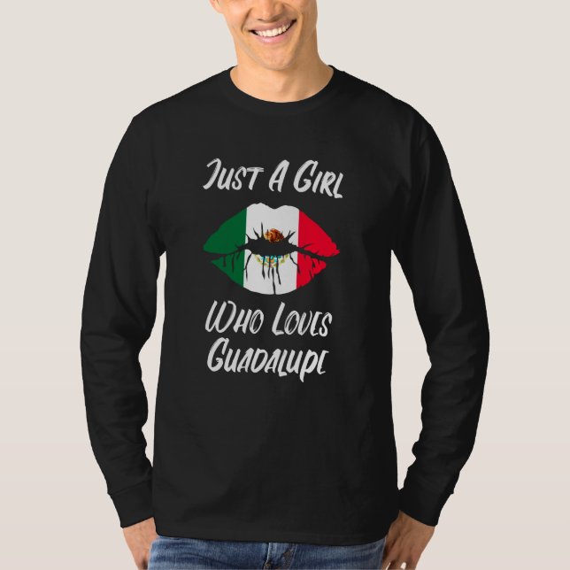 Camiseta Lips Mouth Love Mexican Flag Guadalupe (Frente)