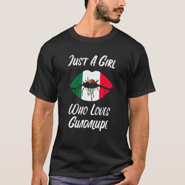 Camiseta Lips Mouth Love Mexican Flag Guadalupe (Frente)
