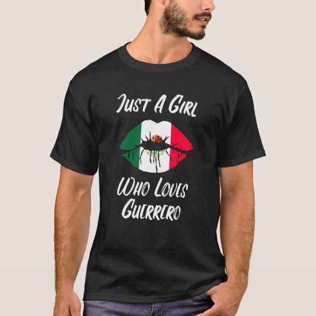 Camiseta Lips Mouth Love Mexican Flag Guerrero (Frente)