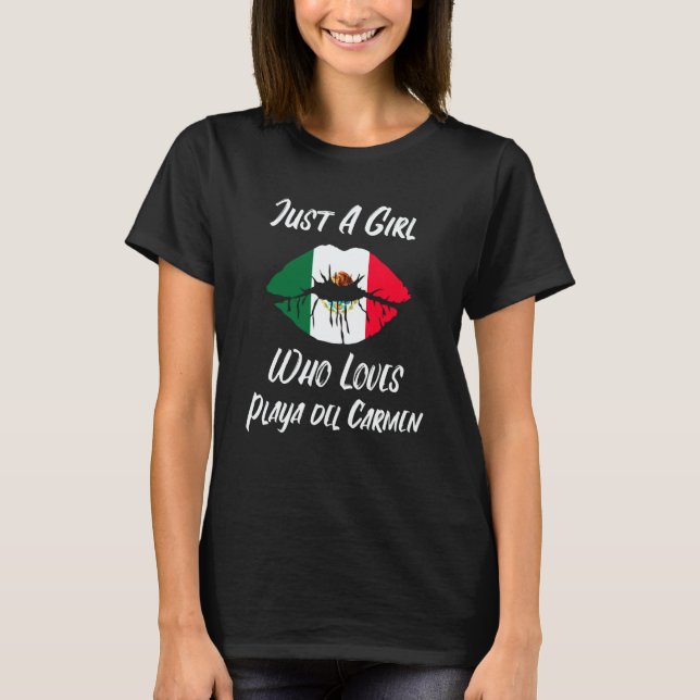 Camiseta Lips Mouth Love Mexican Flag Playa del Carmen (Frente)
