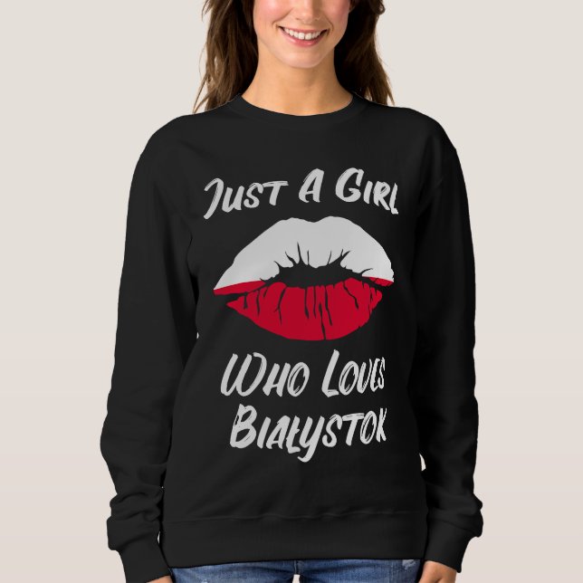 Camiseta Lips Mouth Love Polish Flag Bialystok (Frente)