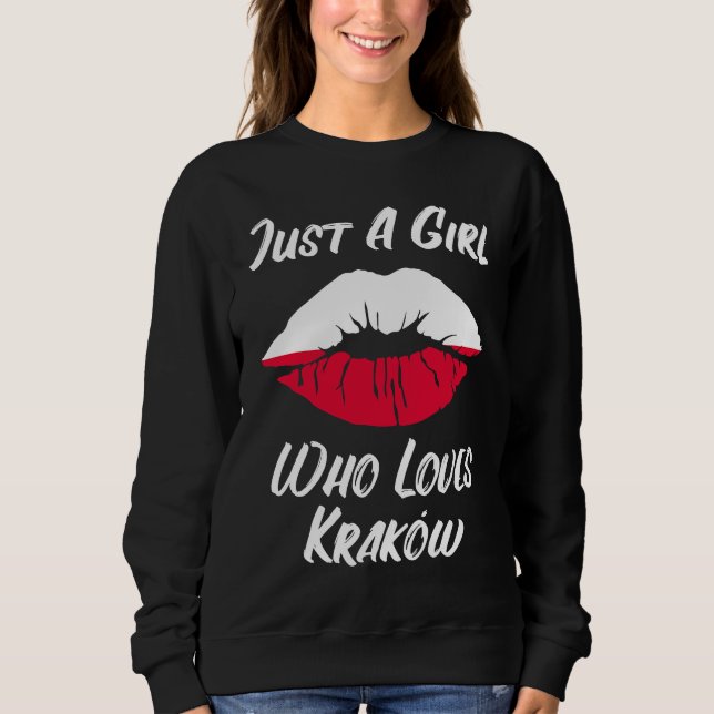 Camiseta Lips Mouth Love Polish Flag Krakow (Frente)
