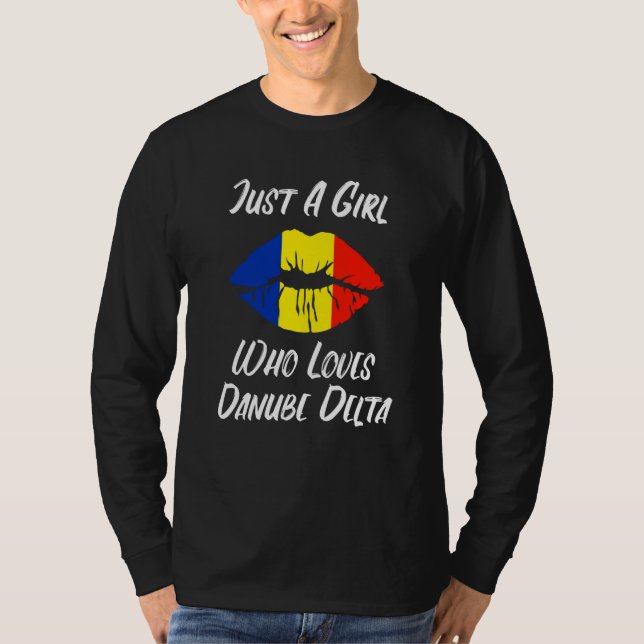 Camiseta Lips Mouth Love Romanian Flag Danube Delta (Frente)