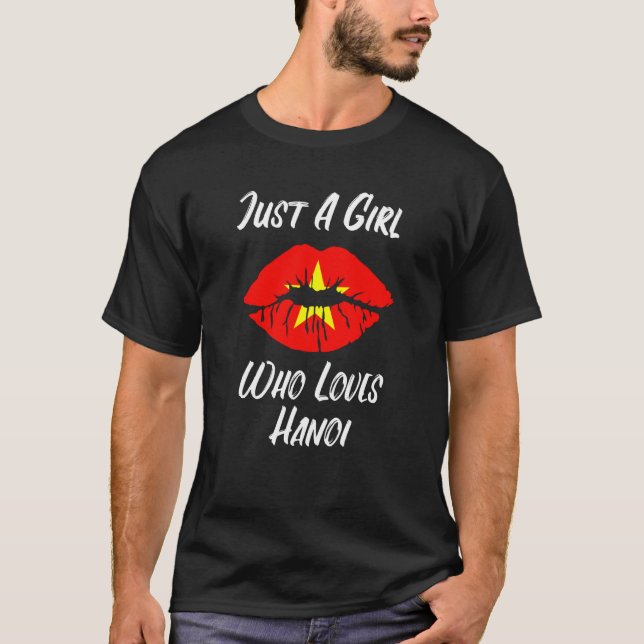 Camiseta Lips Mouth Love Vietnamese Flag Hanoi (Frente)