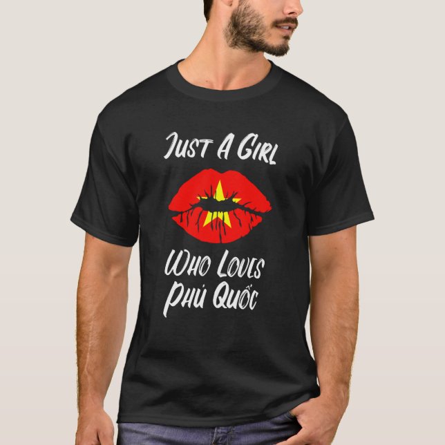 Camiseta Lips Mouth Love Vietnamese Flag Phu Quoc (Frente)