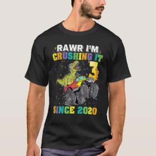 Camiseta Lique Esmagando T Rex Dinossaur Monster Truck