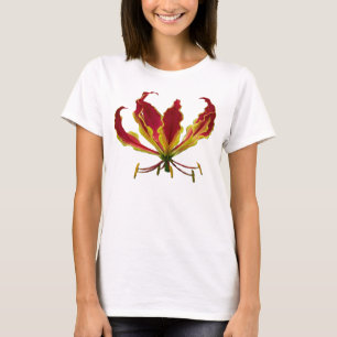 Camiseta Lírio de escalada vermelho do fogo