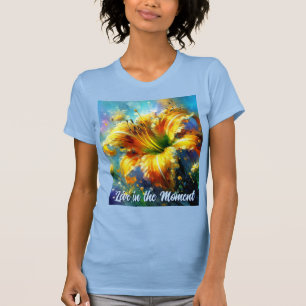 Camiseta Lírio Hemerocallis Flores Amarelo Azul Personaliza
