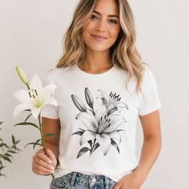 Camiseta Lírio Monocromático
