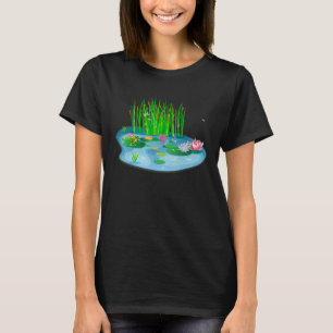 Camiseta lírios de água, com Sapo em tampas de lírios D