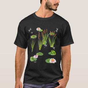 Camiseta Lírios De Água E Dragões Com Sapo No Lily Pad