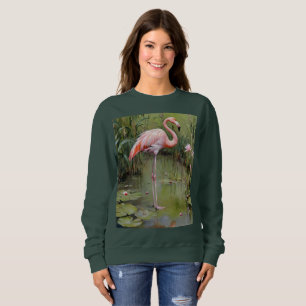 Camiseta Lírios De Água Flamingo, Rosa, E Pintura De Óleo D